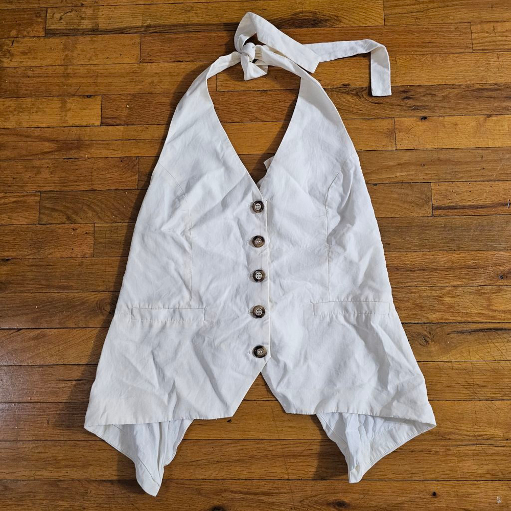 DISSH White Vest Halter Button Front Size 10